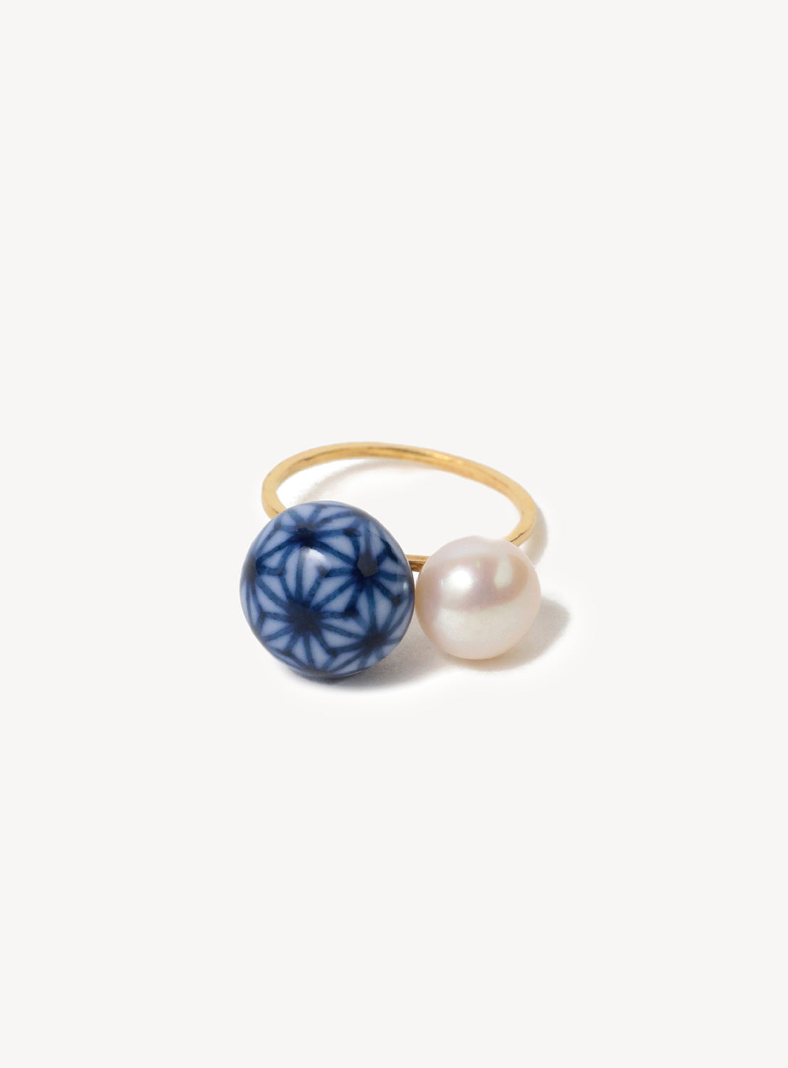 Arita Ware Leaf Combination Pearl Ring