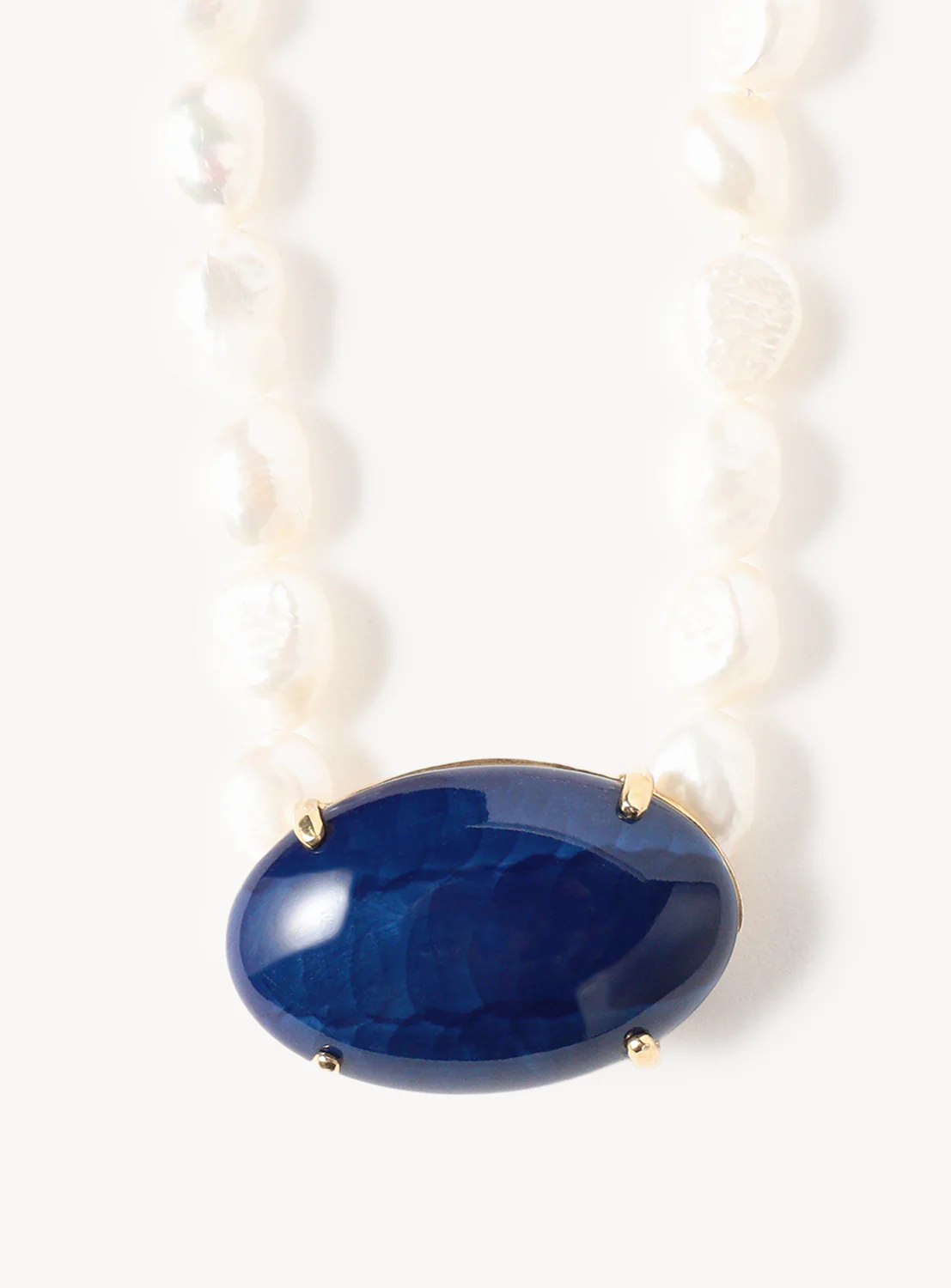 Arita Ware Motif Navy Pearl Long Necklace