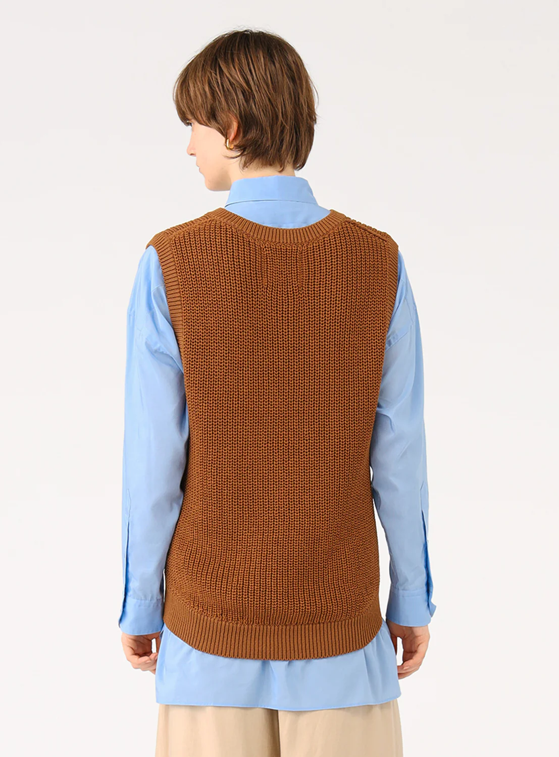 Cotton V-Neck Ribbed Knit