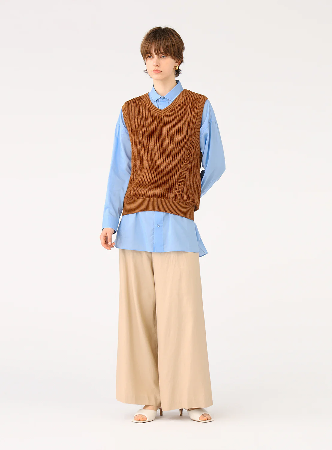 Cotton V-Neck Ribbed Knit