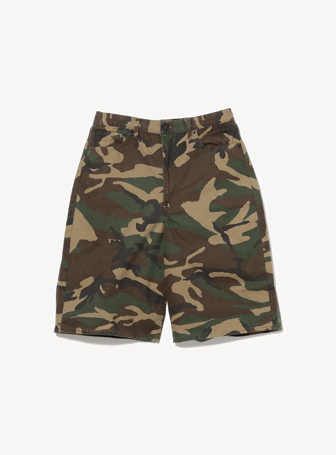 [Exclusive] orSlow × BEAMS “100 Super Dad” Woodland Camo Short Pants