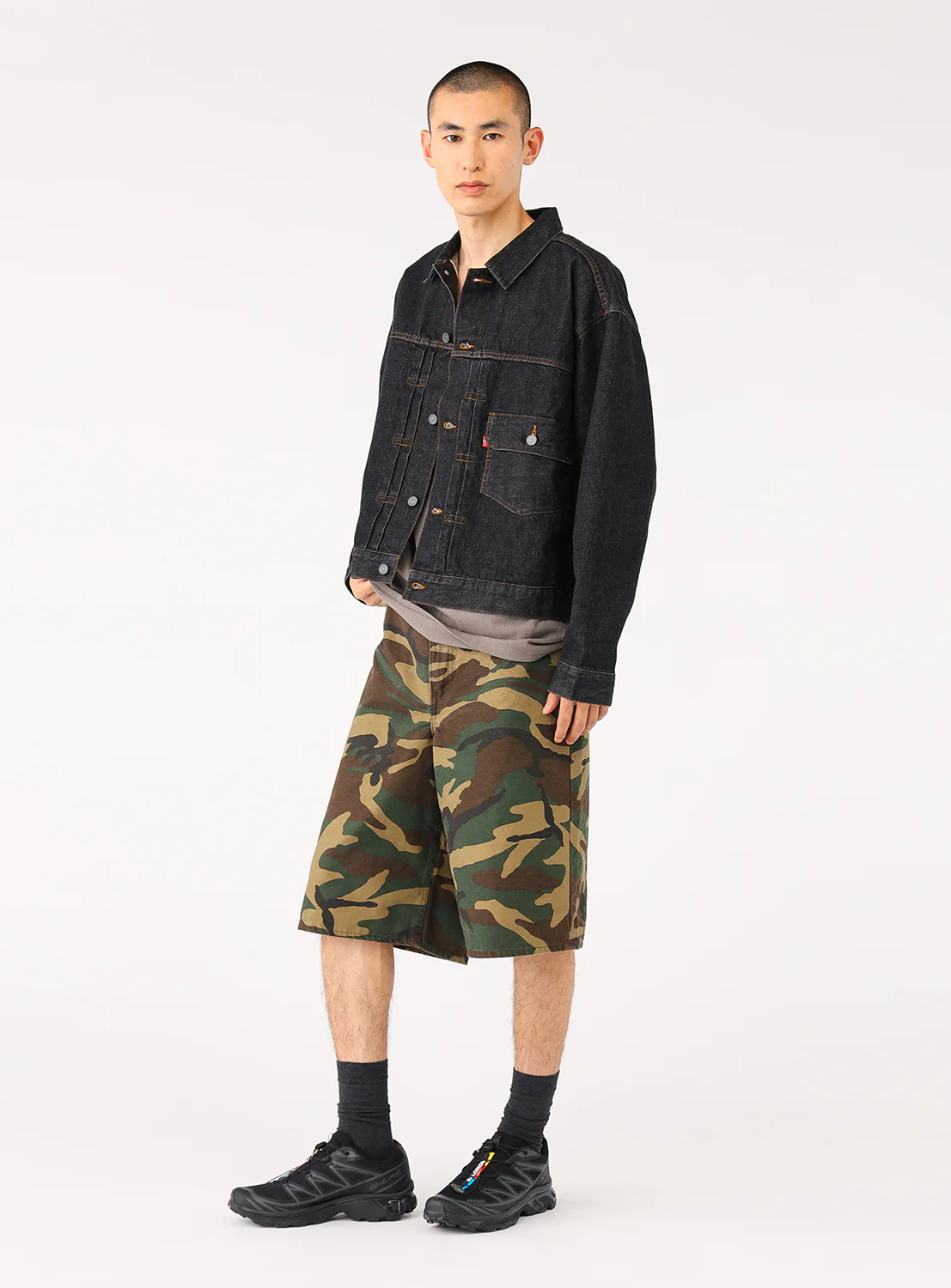 [Exclusive] orSlow × BEAMS “100 Super Dad” Woodland Camo Short Pants