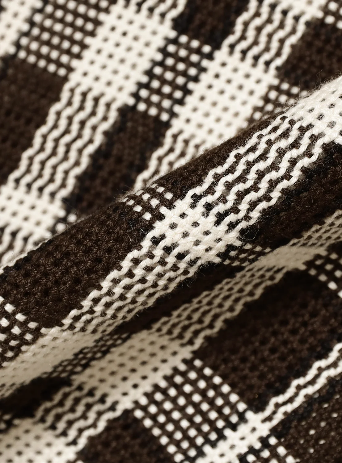 Mesh Checkered Zip Up Shirt