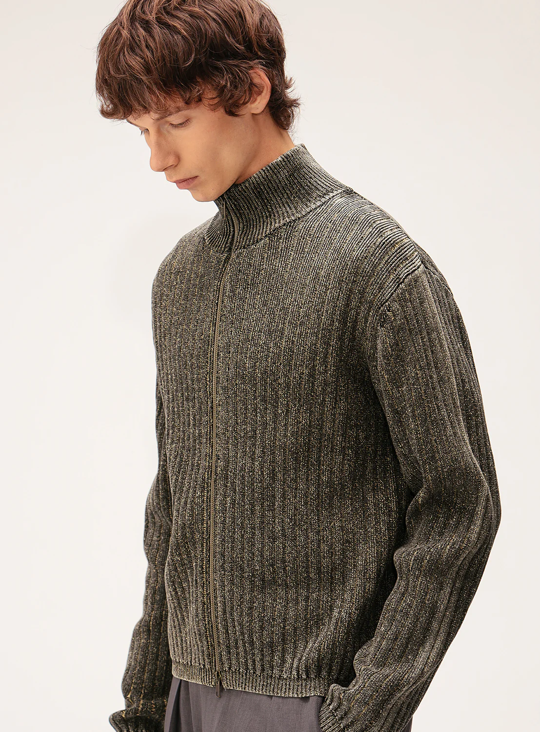 Relaxed Fit Fade Zip Knit