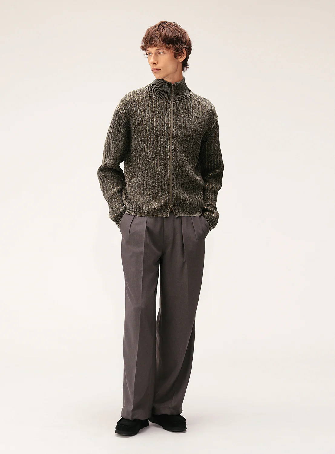 Relaxed Fit Fade Zip Knit