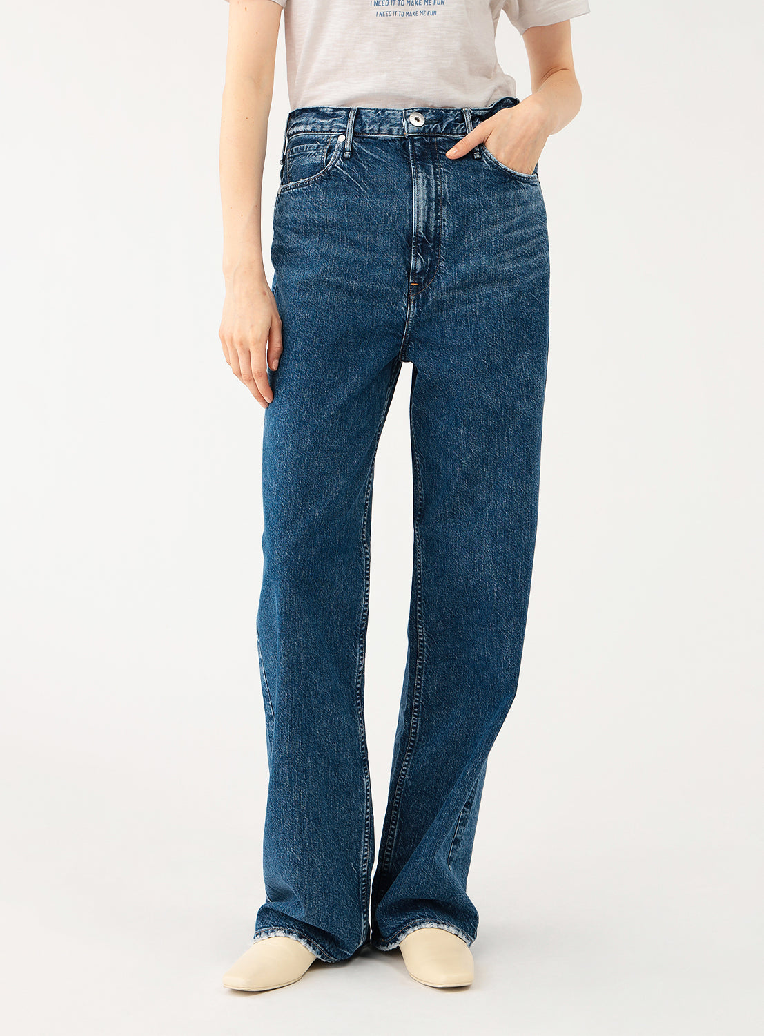 "The Niece" High-Rise Wide Straight Denim Pants