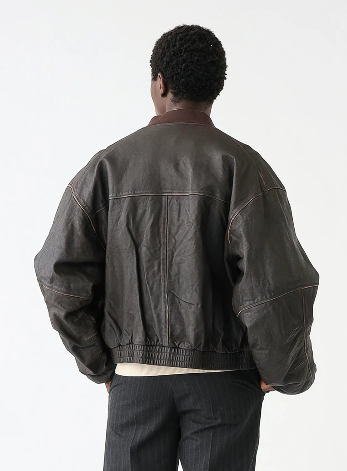 Distressed Leather Short Jacket