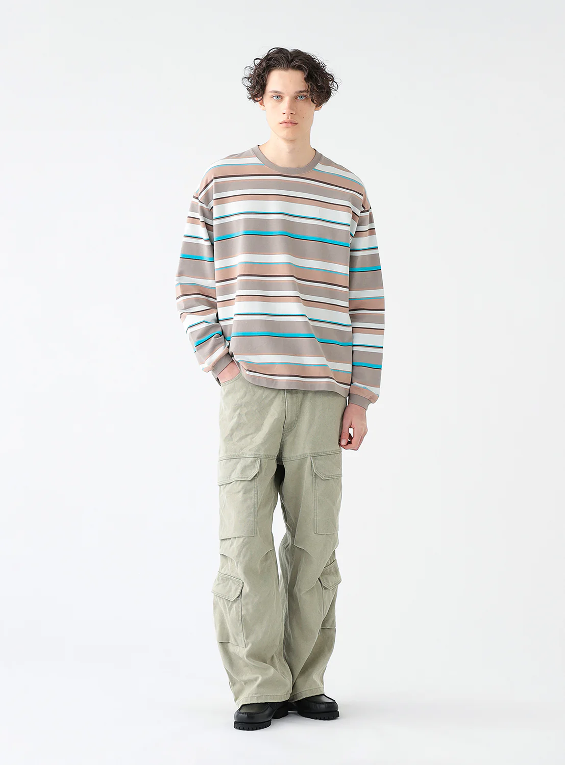 Multi Border Long Sleeve T-Shirt