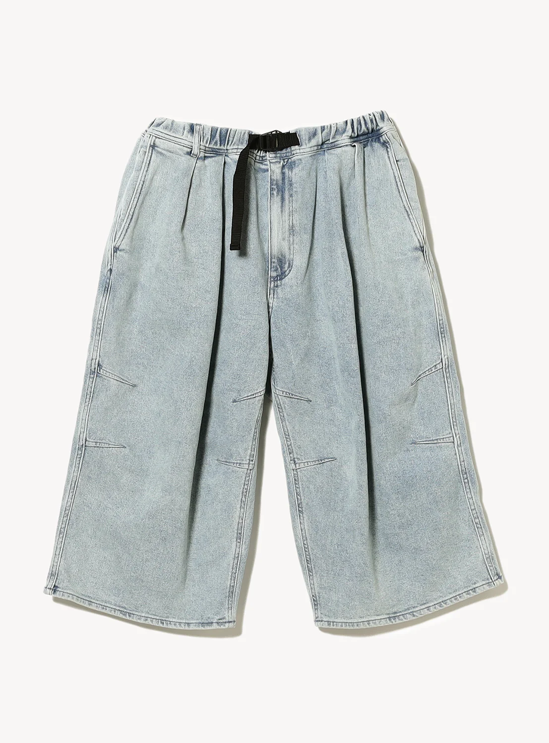 Quarter-Length Denim Webbing Pants