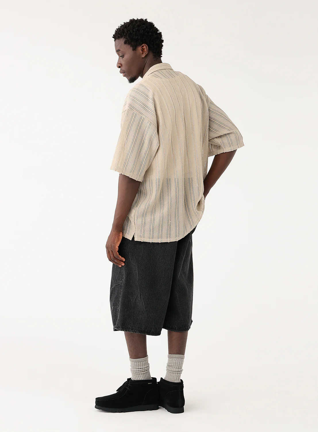 Mesh Open-Collar Shirt