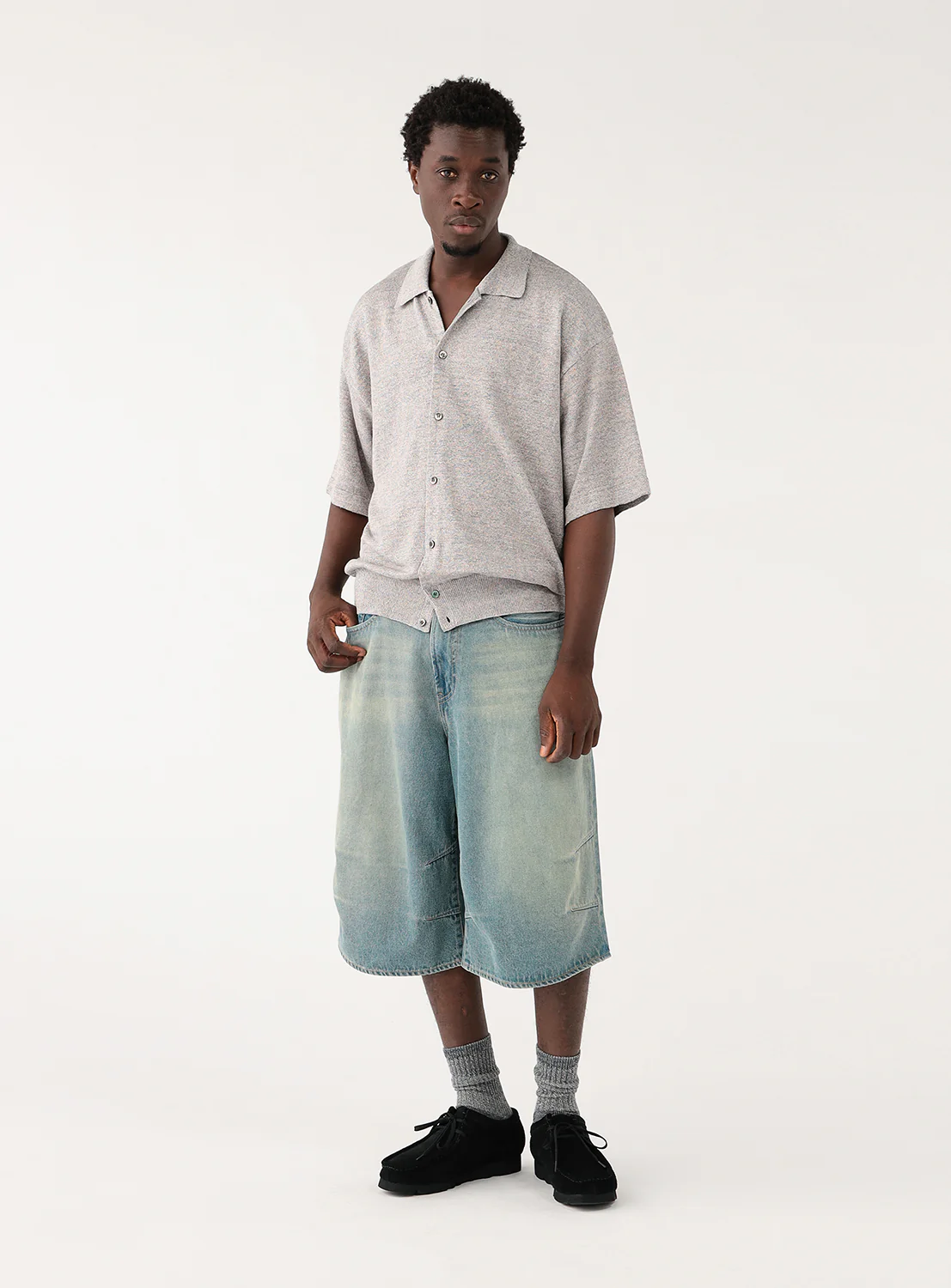 Quarter-Length Wide Denim