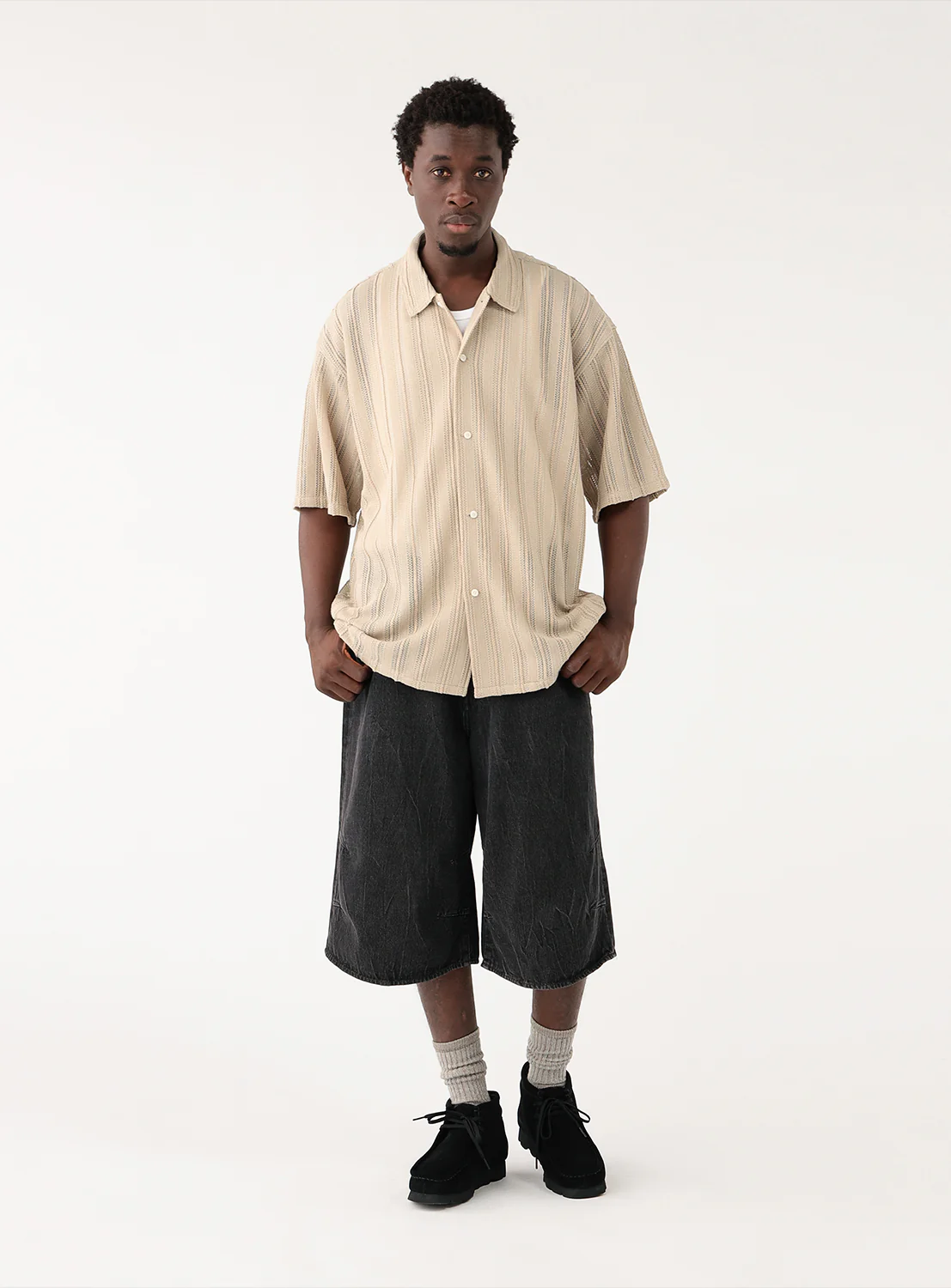 Quarter-Length Wide Denim