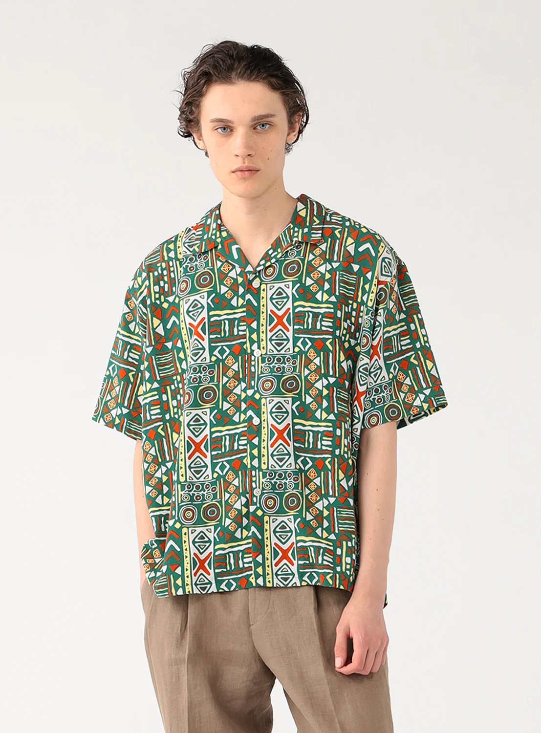 Print Open Collar Shirt