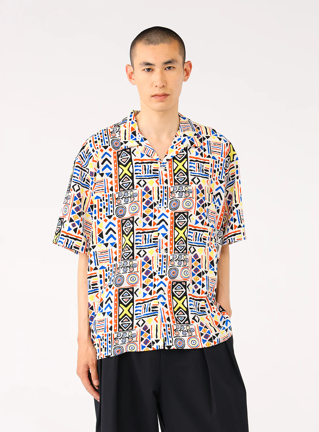 Print Open Collar Shirt