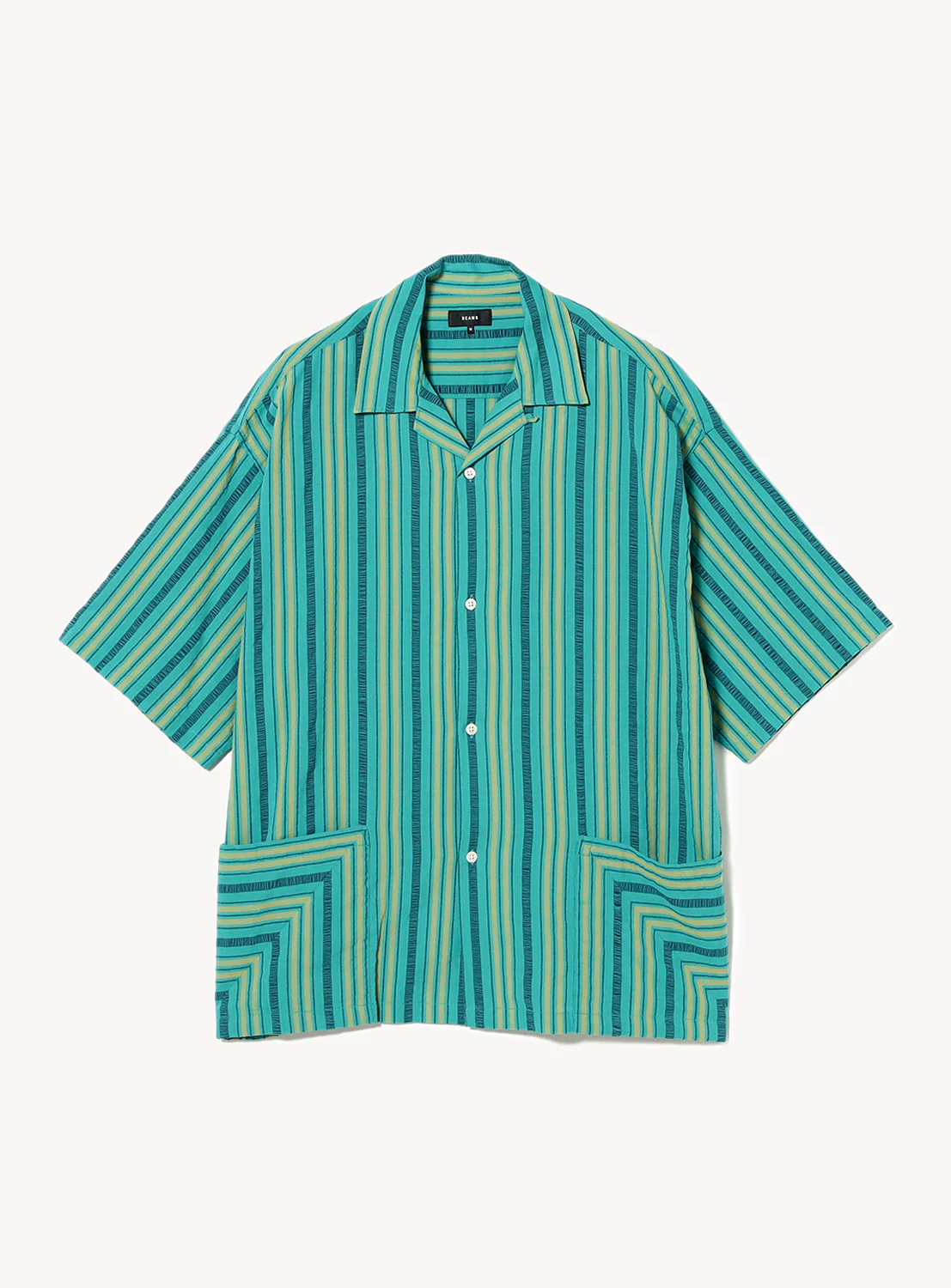 Dobby Stripe Open Collar Shirt