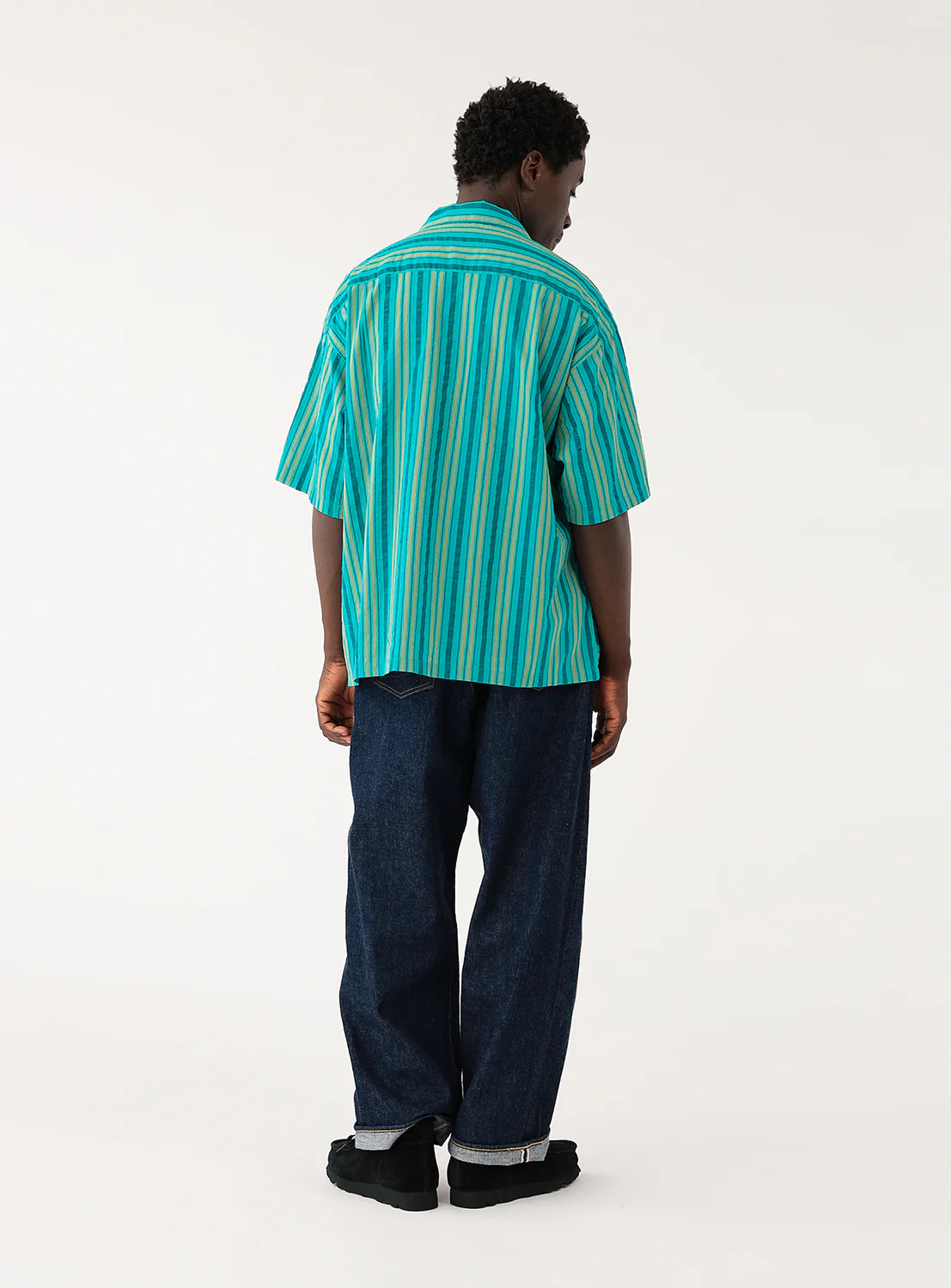 Dobby Stripe Open Collar Shirt