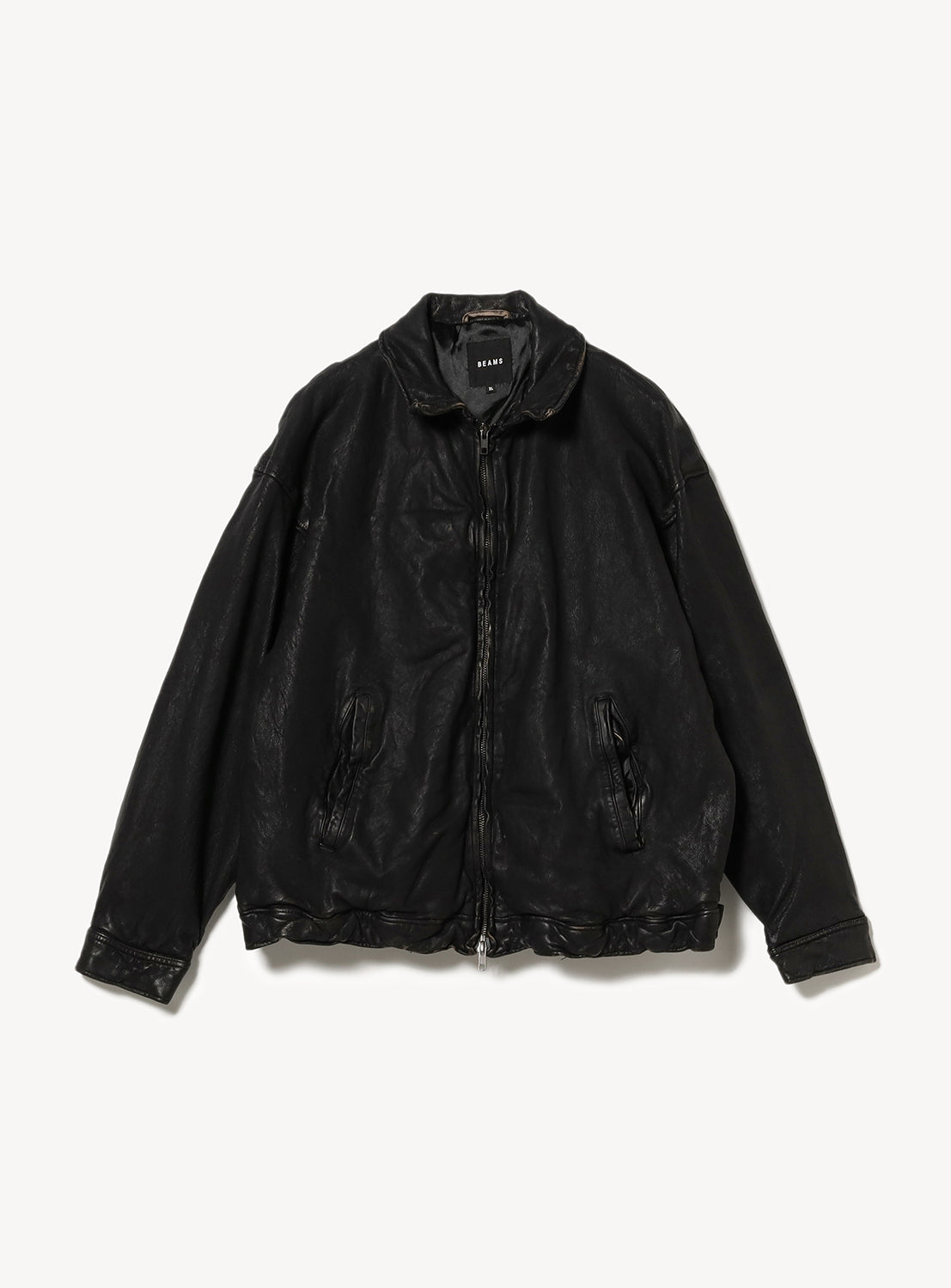 Distressed Leather Zip Jacket