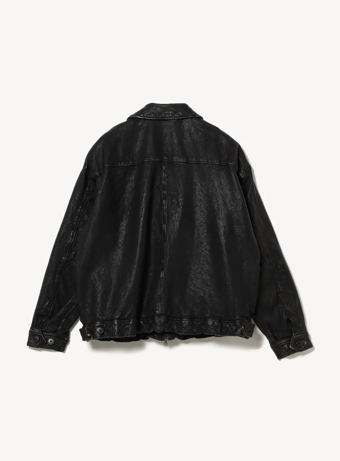 Distressed Leather Zip Jacket