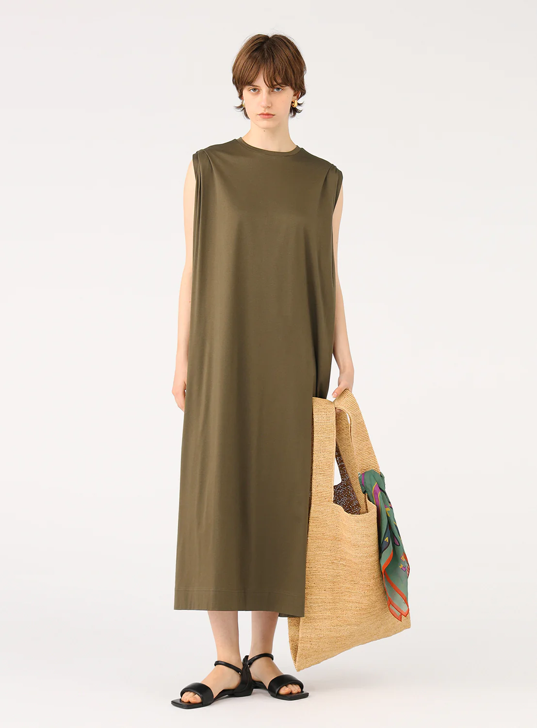 Tucked Shoulder Cotton Dress