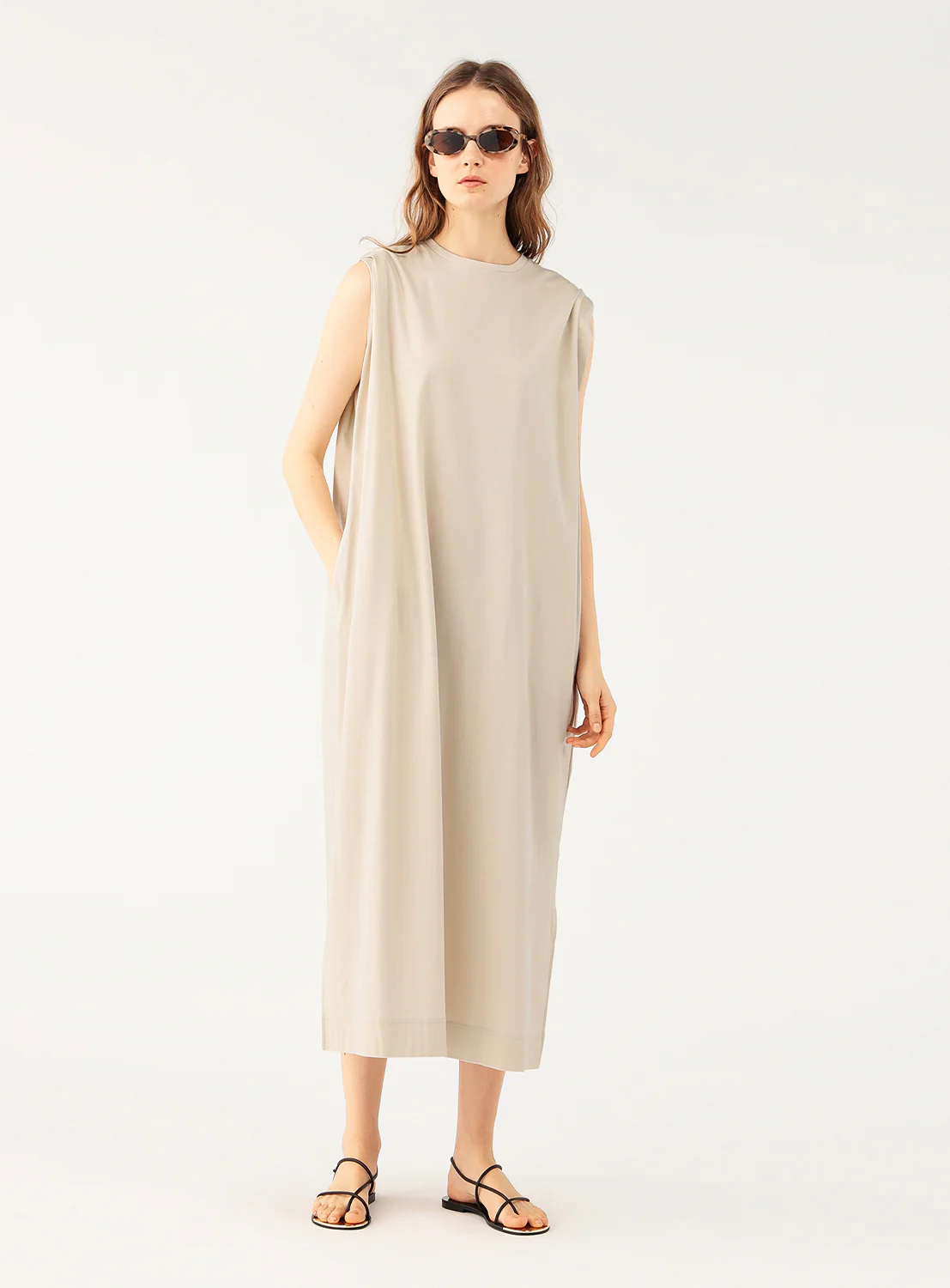 Tucked Shoulder Cotton Dress