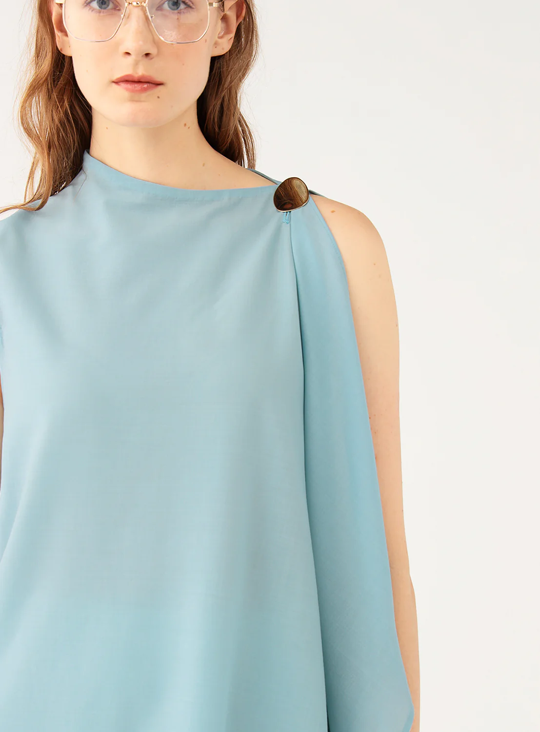 Levi Silk Asymmetry Draped Blouse