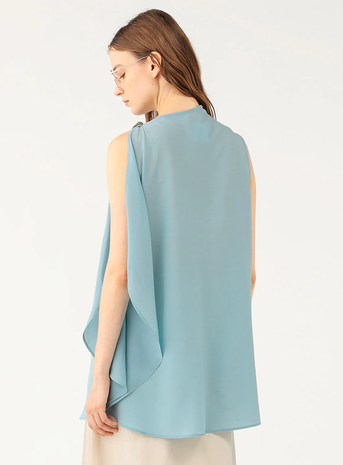 Levi Silk Asymmetry Draped Blouse