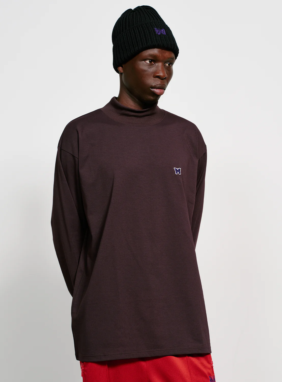 Long Sleeve Mock Neck Poly Jersey Tee