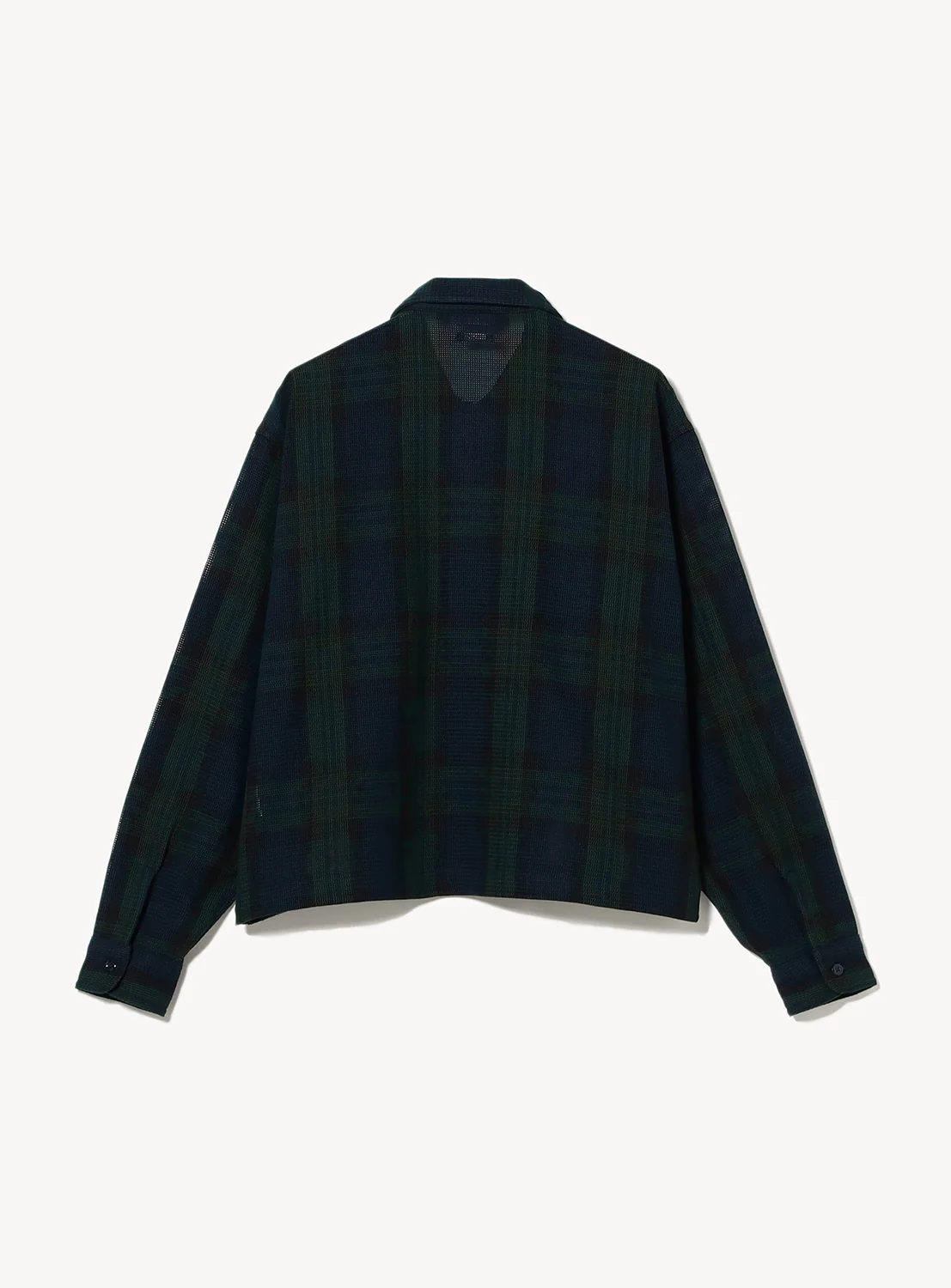 Mesh Checkered Zip Up Shirt