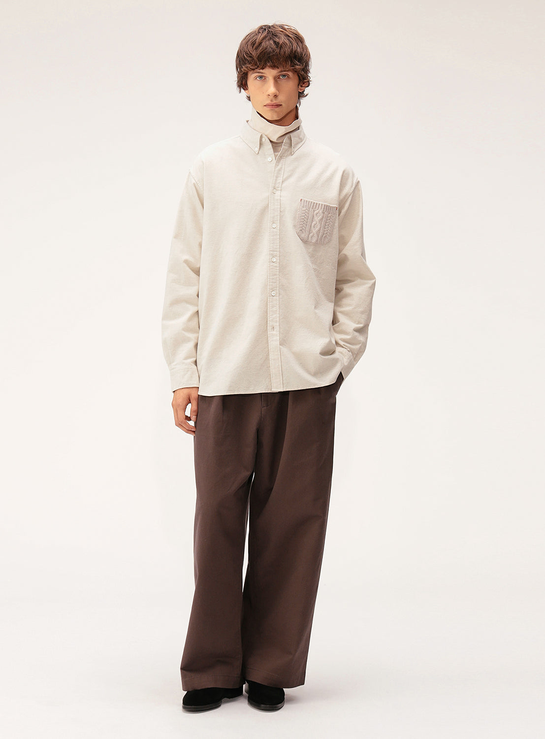 Cable Knit Pocket Shirt