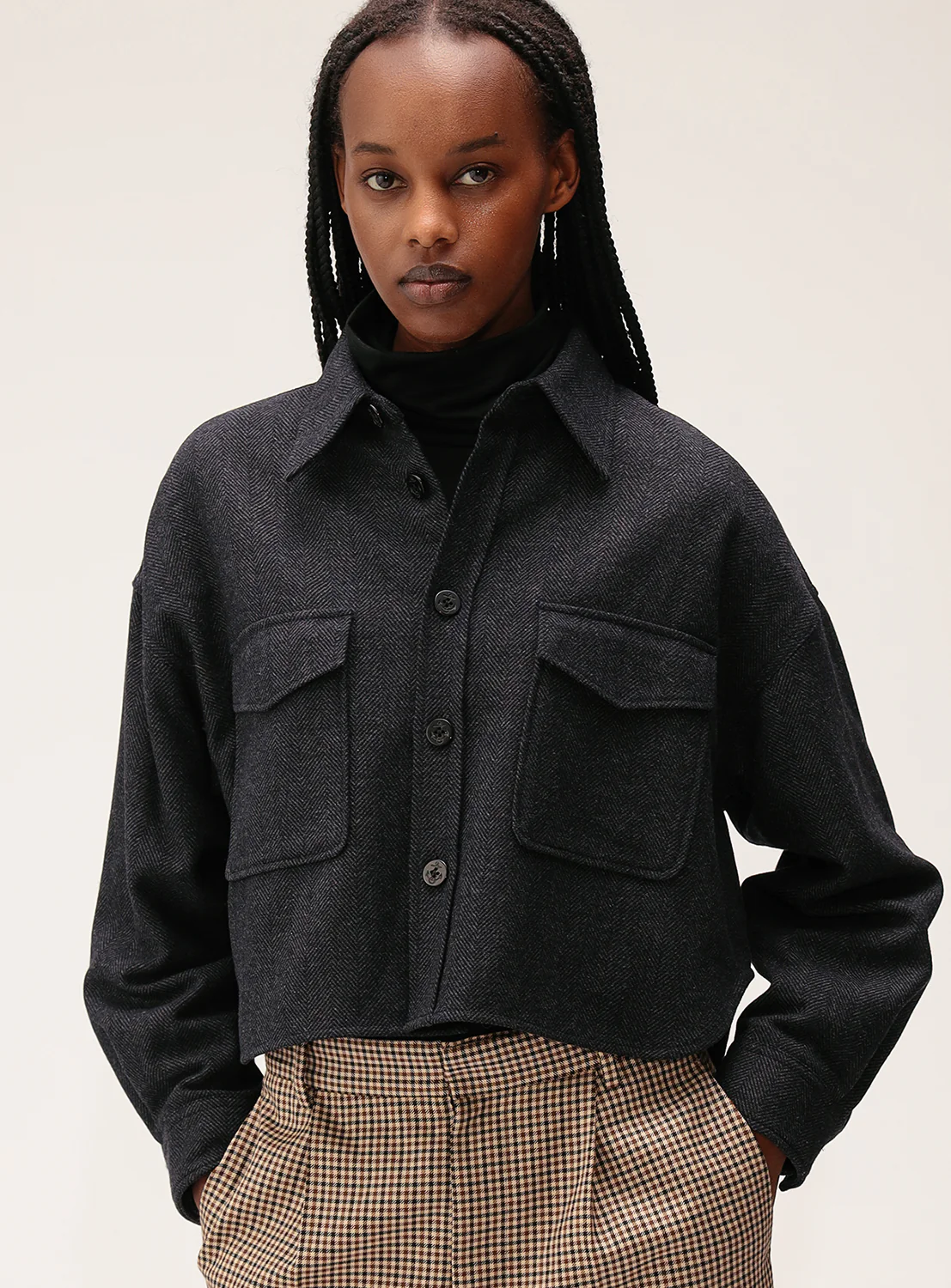 Short Herringbone CPO Jacket